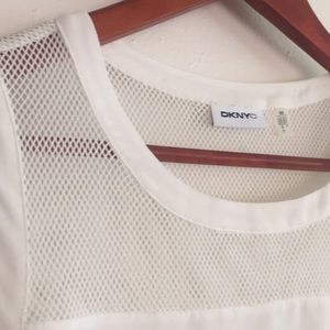 DKNYC white mesh sleeveless top xs